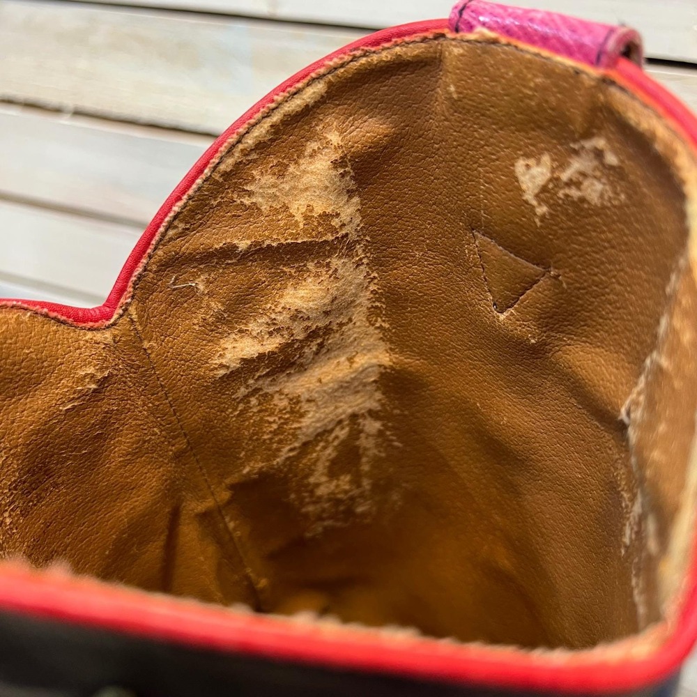 Vintage Nine West Pink Black Leather Rose Western Cowboy Boots 8.5M - Picture 8 of 11